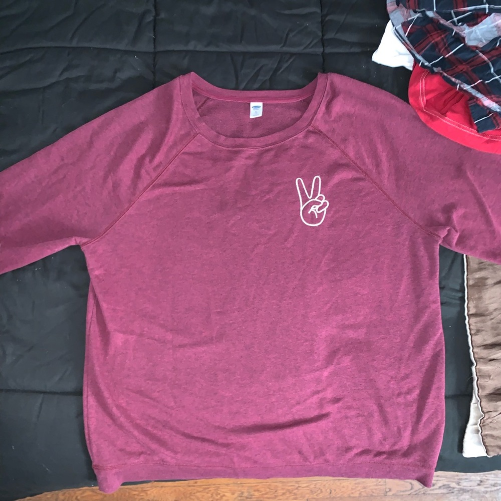 Old Navy Burgundy Peace Sign Pullover Sweater